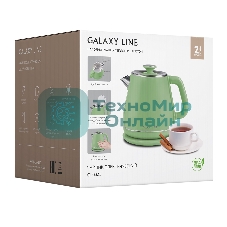 Чайник электрический Galaxy Line GL 0331, зеленый, пластик, двойная стенка из нержавеющей стали AISI 304 и пищевого пластика, 2200 Вт, 1.8 л, индикатор работы