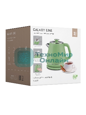 Чайник электрический Galaxy Line GL 0331, зеленый, пластик, двойная стенка из нержавеющей стали AISI 304 и пищевого пластика, 2200 Вт, 1.8 л, индикатор работы