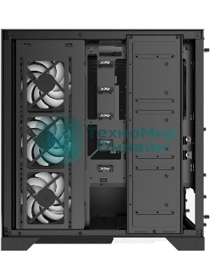 Компьютерный корпус XPG INVADER X BLACK (INVADERXMT-BKCWW) Mid-Tower Gaming ATX PC Case with Panoramic View, Tempered Glass Panels, and RGb Lighting Black