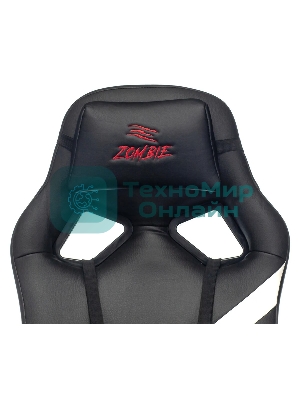 Кресло игровое Zombie DRIVER черный/белый, искусственная кожа, с подголов. крестовина пластик