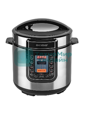 Скороварка-мультиварка электрическая Endever Vita-132, черный/стальной, мощность 1200 Вт, емкость 6л, 16 авторежимов работы, книга рецептов, 2 шт/уп.