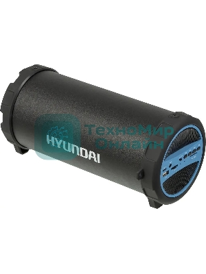 Колонка портативная Hyundai H-PAC220 черный/голубой 10W 1.0 BT/3.5Jack/USB