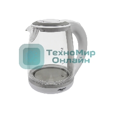 Чайник электрический Atlanta ATH-2471 бел, стекло Стекло, 2л, 2200 Вт, белый, температурная иллюминация, защита от перегрева без воды.