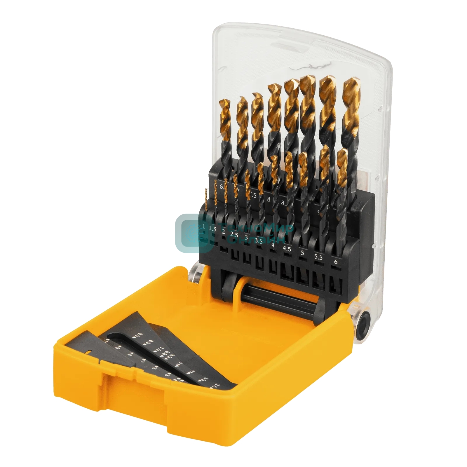 Набор сверл по металлу Denzel 1-10 мм, HSS-Tin, Golden Tip, 19 шт