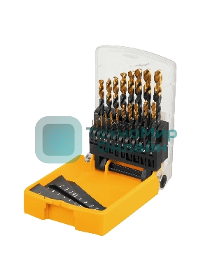 Набор сверл по металлу Denzel 1-10 мм, HSS-Tin, Golden Tip, 19 шт