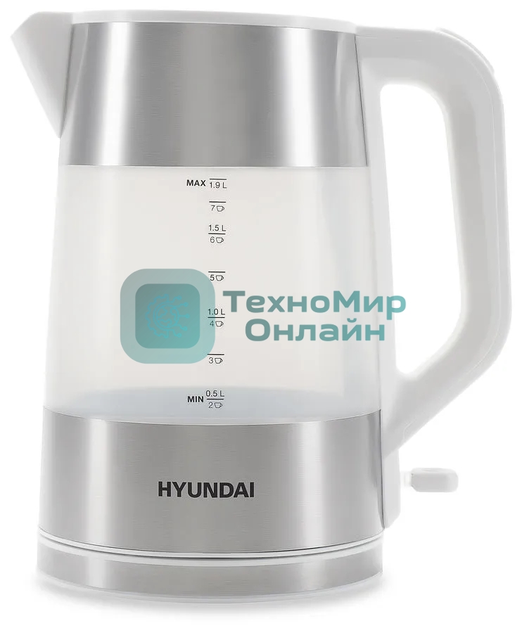 Чайник электрический Hyundai HYK-P4025 1.9 л, 2200 Вт, белый (корпус: пластик)