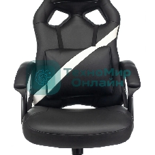 Кресло игровое Zombie DRIVER черный/белый, искусственная кожа, с подголов. крестовина пластик