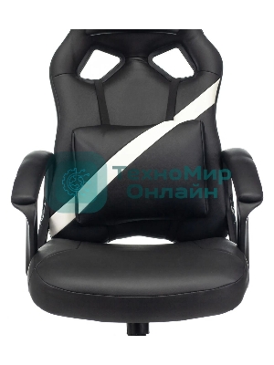 Кресло игровое Zombie DRIVER черный/белый, искусственная кожа, с подголов. крестовина пластик