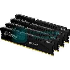 Оперативная память Kingston Fury Beast, DDR5, 128Gb (4x32Gb), 5200MHz, CL40, DIMM, радиатор, черный