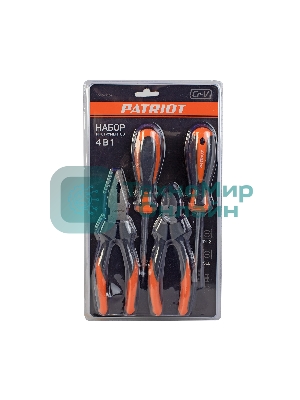 Набор инструментов Patriot 4 в 1 SPS-4: отвертки SL6*100, PH2*100, пассатижи 180мм, кусачки 160мм