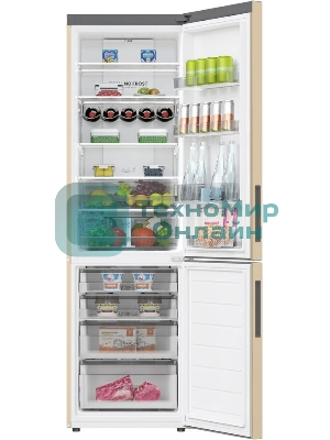 Холодильник Haier C2F637CGGU1 золотистый, двухкамерный, 278/108л, морозилка снизу, No Frost