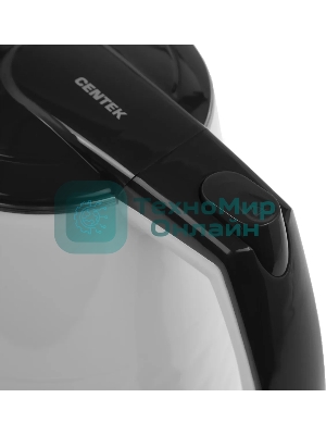 Чайник электрический Centek CT-0025 белый, металл 1.8 л, 2000 Вт, двойные стенки, кнопка вк л, на ручке