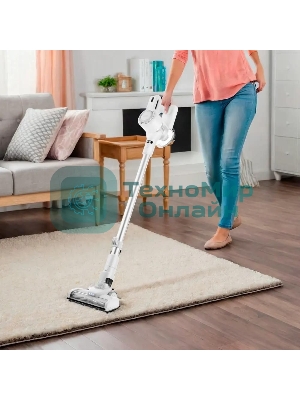 Пылесос вертикальный Kitfort КТ-5117 белый, питание от аккумулятора,  50 Вт, уборка сухая, пылесборник 0,5 л