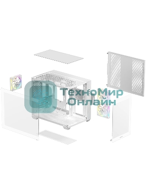Компьютерный корпус Deepcool CG330 3F WH без БП, боковое окно (панорама), 3x120мм ARGB PWM вентилятора, белый, mATX (R-CG330-BKNGM3-G)