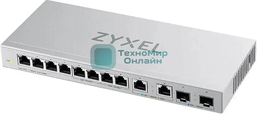 Коммутатор Zyxel XGS1010-12-ZZ0102F 8x1 Гбит/с 2x2.5 Гбит/с 2SFP+ неуправляемый