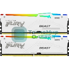Оперативная память Kingston Fury Beast, DDR5, 32Gb (2x16Gb), 5200MHz, CL40, DIMM, с радиаторами, RGB, белый