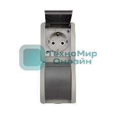 Блок из 2 розеток вертикальный Kranz INDUSTRIAL открытой установки с заземлением, IP54 серый