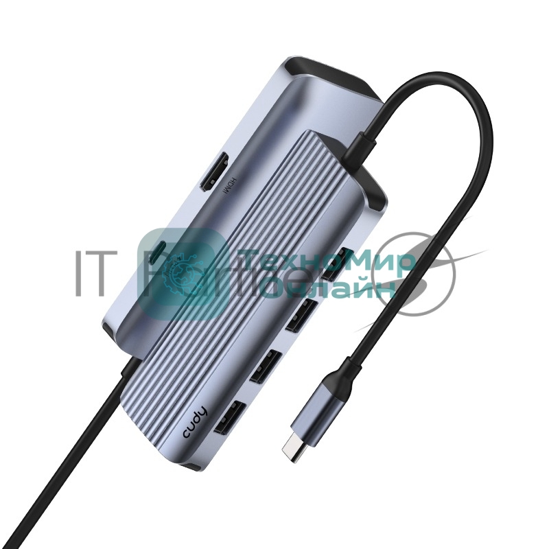 USB-концентратор USB-C Cudy UH500, 1 USB-C 3.0, 1x 4K@30Hz HDMI Port, 1x 100W USB-C port for PD Charging, 4x USB-A (UH500)