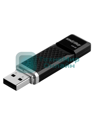 Флешка USB Smartbuy Quartz black (SB64GbQZ-K), 64Gb, USB 2.0, R/W 25/15, черный