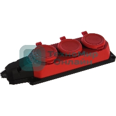 Колодка каучуковая ЭРА 3-м с заземл. 16А IP44 красн.