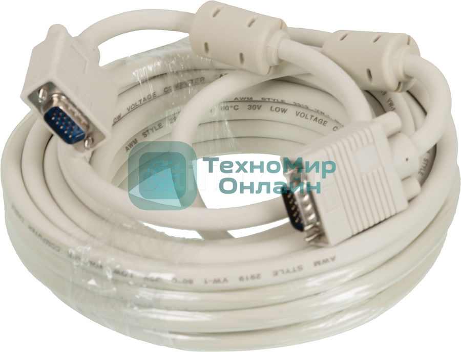 Кабель SVGA Ningbo CAB016S-10m VGA HD15 (m)/VGA HD15 (m) 10м феррит.кольца (CAB016S-10M-BR)