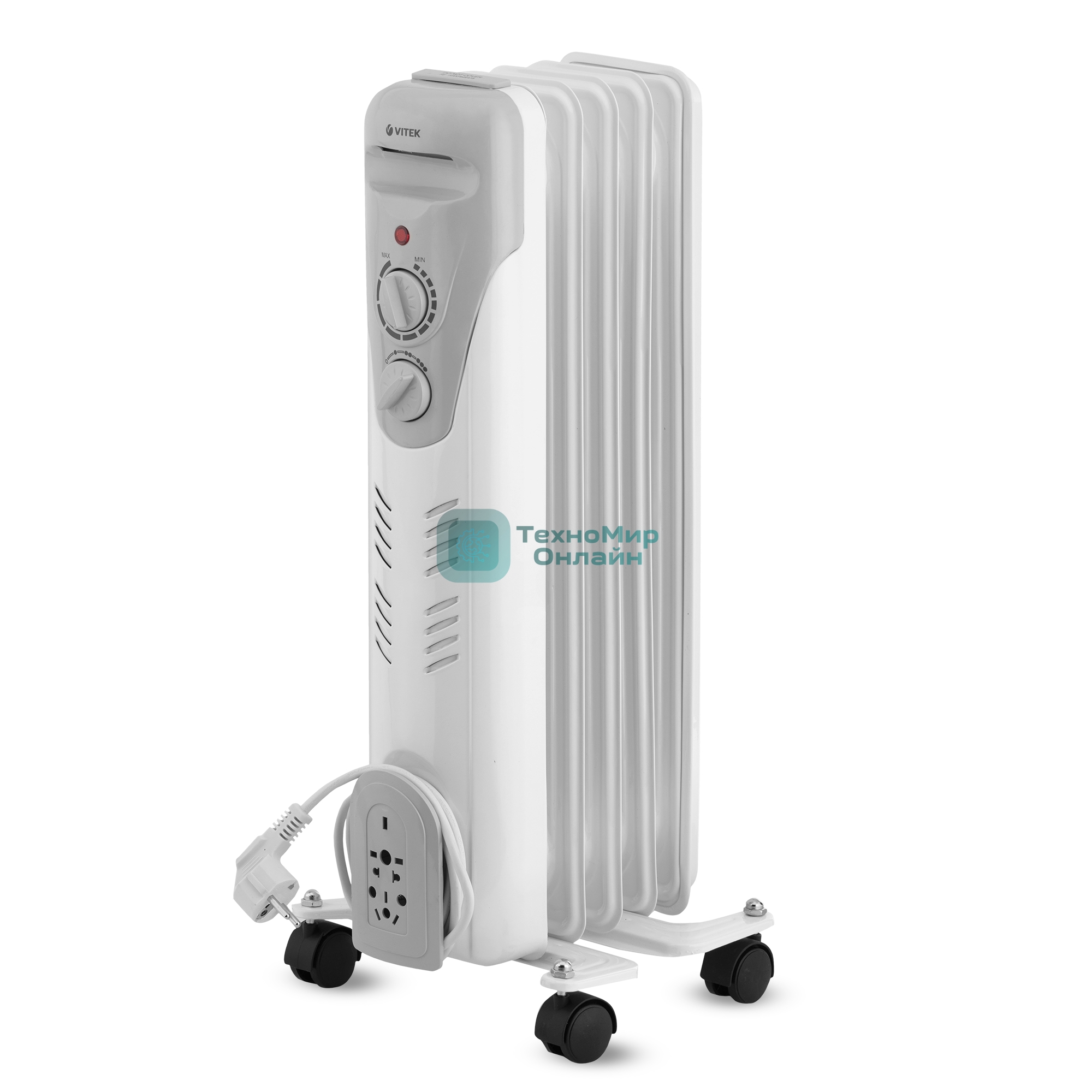 Обогреватель масляный Vitek VT-1707 W (5 секций) белый, 1000 Вт, 10 м2, термостат