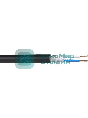 Кабель балансный микрофонный 100 м, 22 AWG, 0.34 мм2, диаметр 6.5 мм, экран, медь 19 x 0.15 мм, черный, бухта
