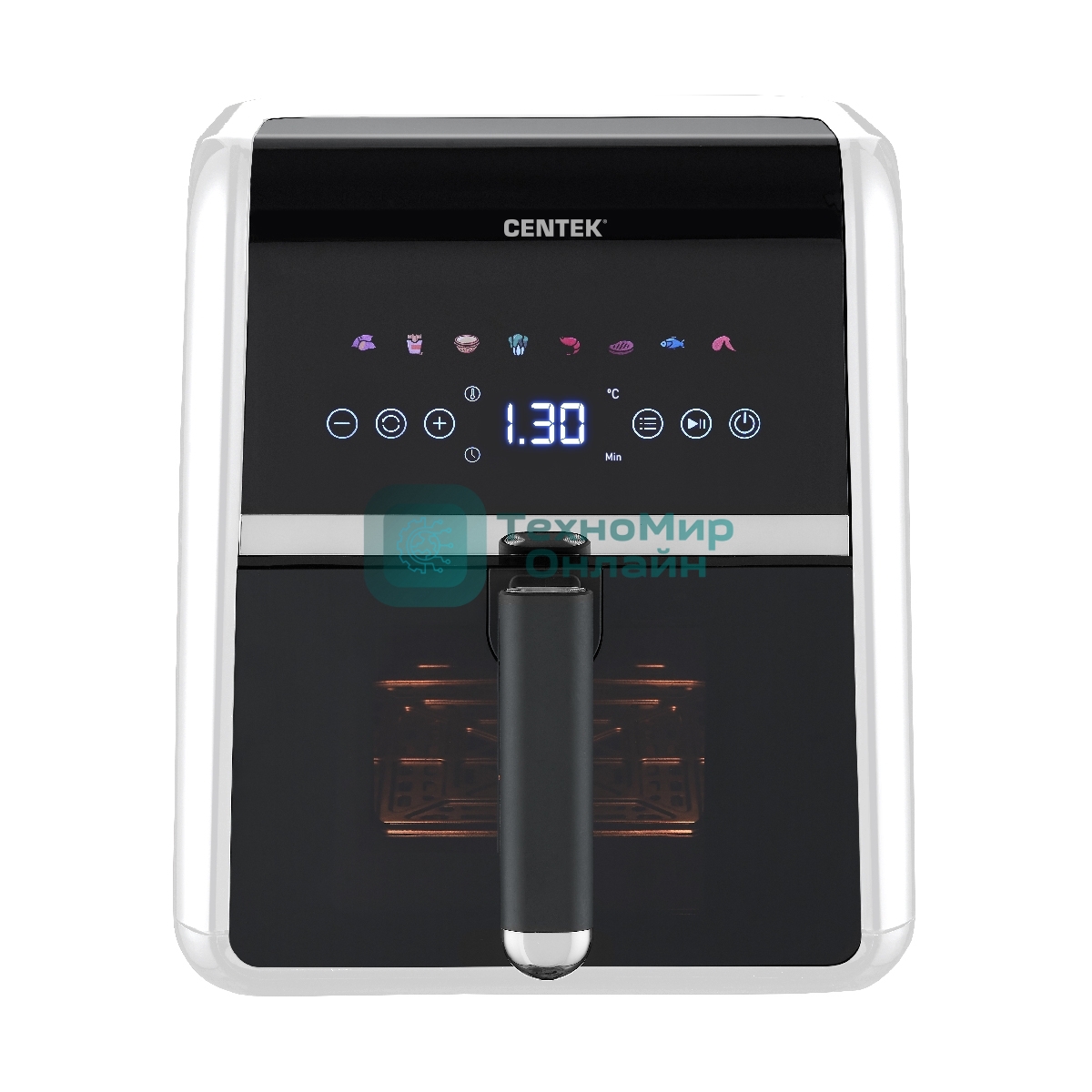Аэрогриль Centek CT-3188 черный, 1500 Вт, 5 л, сенсор, 8 программ
