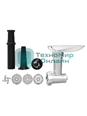 Мясорубка электрическая BBK MG2000 металлик/черный, 2000 Вт, 2.0 кг/мин, реверс, защита от перегрузки, насадки - 5