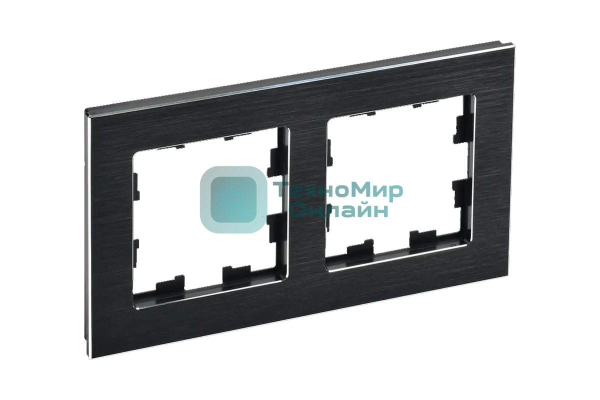 Рамка 2-местная IEK BRITE РУ-2-1-БрЧ (BR-M22-M-K02) металл черный