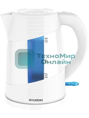 Чайник электрический Hyundai HYK-P2407 1.7л. 2200Вт белый/голубой (корпус: пластик)