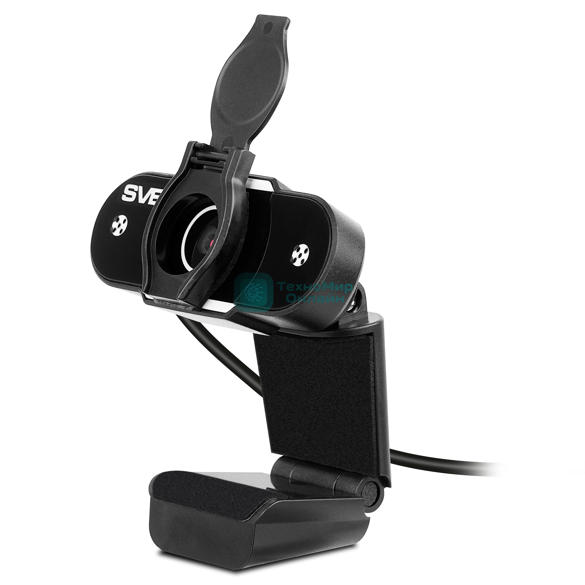 Веб-камера SVEN IC-915 1280x720, 30 кадр/с, USB Type-A, микрофон, шторка приватности, универсальное крепление