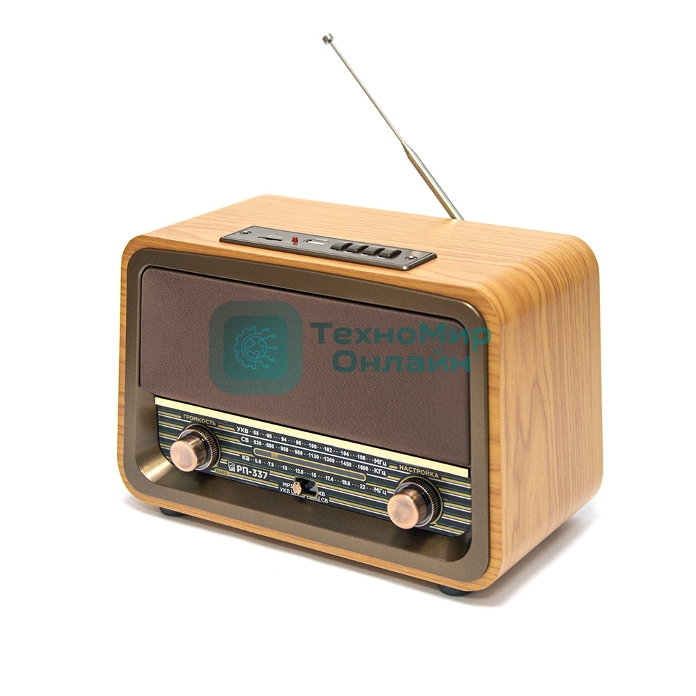 Радиоприемник Сигнал БЗРП РП-337, УКВ 88-108МГц,СВ,КВ, корпус МДФ,220V, DC6В, акб 1200мА·ч,BT/USB/microSD