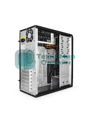 Компьютерный корпус Miditower ExeGate CP-601-UNS350 (ATX, БП UNS350 с вент. 12см, 2*USB, аудио, черный)