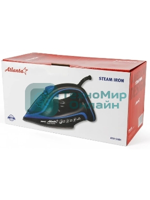 Утюг Atlanta ATH-5581 черный/синий, 2600 Вт, 32 г/мин, 89 г/мин, 380 мл