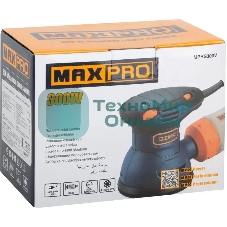 Шлифмашина эксцентриковая MAX-PRO 300 Вт, 5000-12000 об/мин, 125 мм, 1,2 кг, липучка, пылезащищенный выключатель, коробка