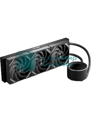 Водяное охлаждение для процессора SAMA Q60 Black (360мм, LED temp., черный, ARGb/Fans: 3x120мм, 86CFM, 30dBA, 2600RPM/Pump height 64мм, 30dBA, 2800RPM, Rad thickness 27мм/S: 1851, 1700, 1200, 20XX, 115X, AM5, AM4)