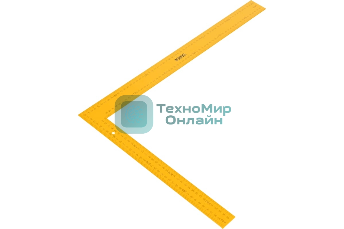 Угольник Denzel стальной, 400 мм х 600 мм, ультрафиолетовая печать (измерительная шкала)