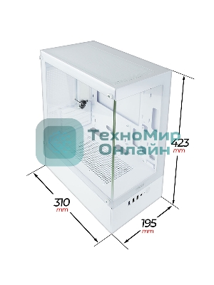 Корпус Ginzzu CL480 mATX передняя панель Стекло Белый