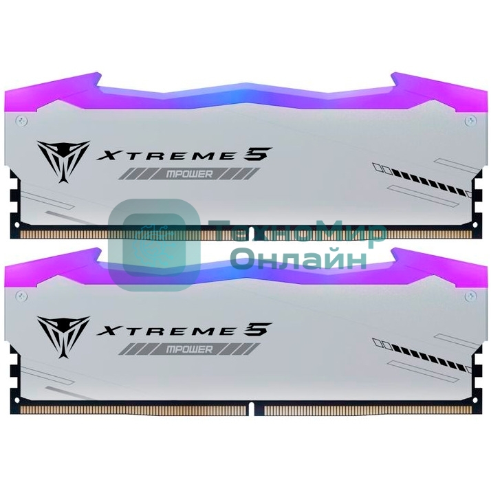 Оперативная память Patriot Viper Xtreme 5, DDR5, 32Gb (2x16Gb), 6400MHz, CL32, DIMM, с радиаторами, RGb, серебристый
