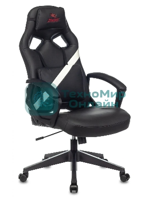Кресло игровое Zombie DRIVER черный/белый, искусственная кожа, с подголов. крестовина пластик