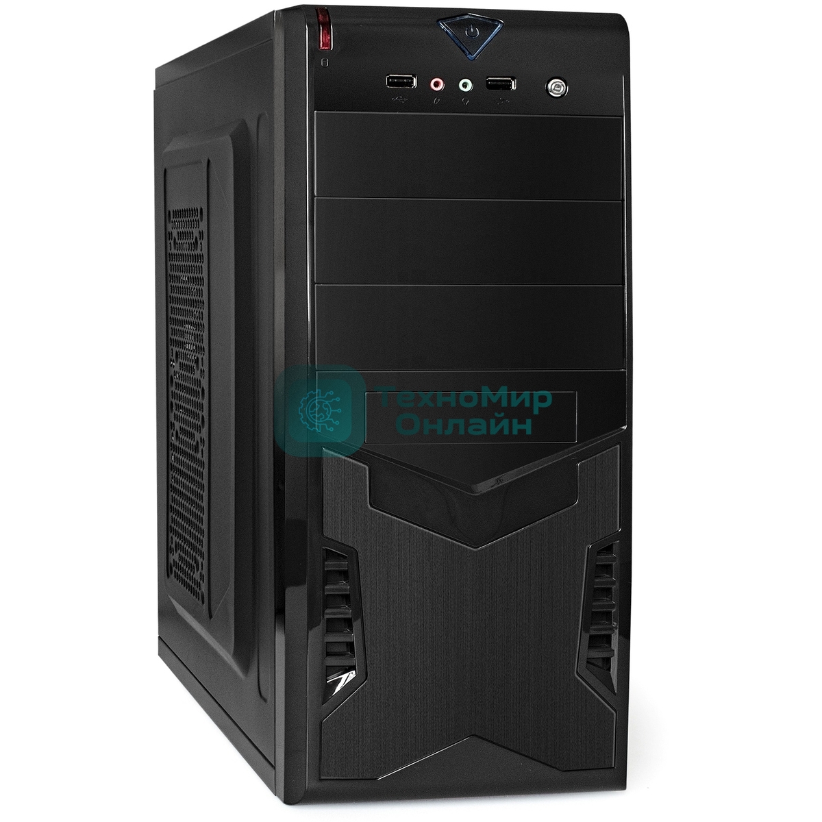 Компьютерный корпус Miditower ExeGate CP-601-UNS350 (ATX, БП UNS350 с вент. 12см, 2*USB, аудио, черный)