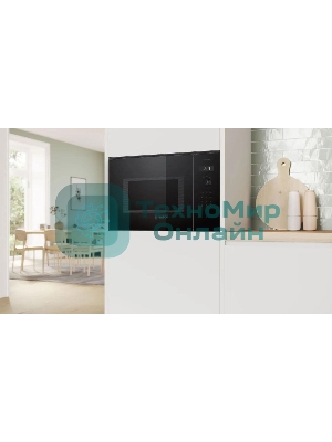 Микроволновая печь встраиваемая Bosch BEL454MB1F 6 Series, 900Вт,LED-display,AutoPilot 8, 25 л, гриль, черный, 382x594x388 мм