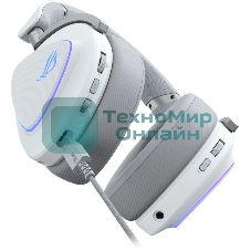 Гарнитура ASUS ROG Delta II белый, беспроводная + проводная, радиоканал, до 140 ч, подсветка, совместимость с PS5, Xbox