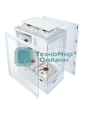 Корпус Ginzzu CL480 mATX передняя панель Стекло Белый