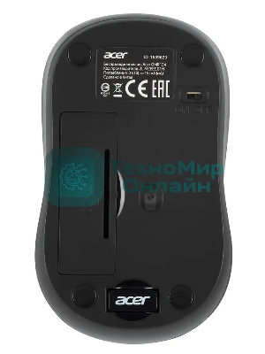 Мышь беспроводная Acer OMR134 серый, 1000 dpi, радиоканал, USB, кнопки - 3