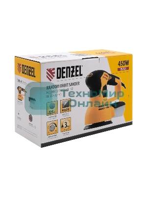 Эксцентриковая шлифовальная машина Denzel OS-125, 450 Вт, 6000-12000 об/мин