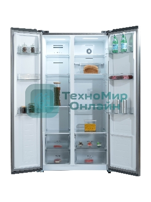 Холодильник Бирюса SBS 541 TGG текстурированное бежевое стекло двухкамерный 343/198 л морозилка слева, NoFrost, Side-by-side