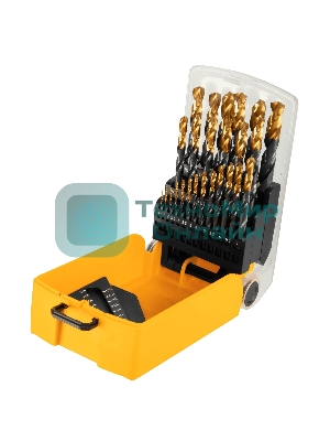 Набор сверл по металлу Denzel 1-13 мм, HSS-Tin, Golden Tip, 25 шт