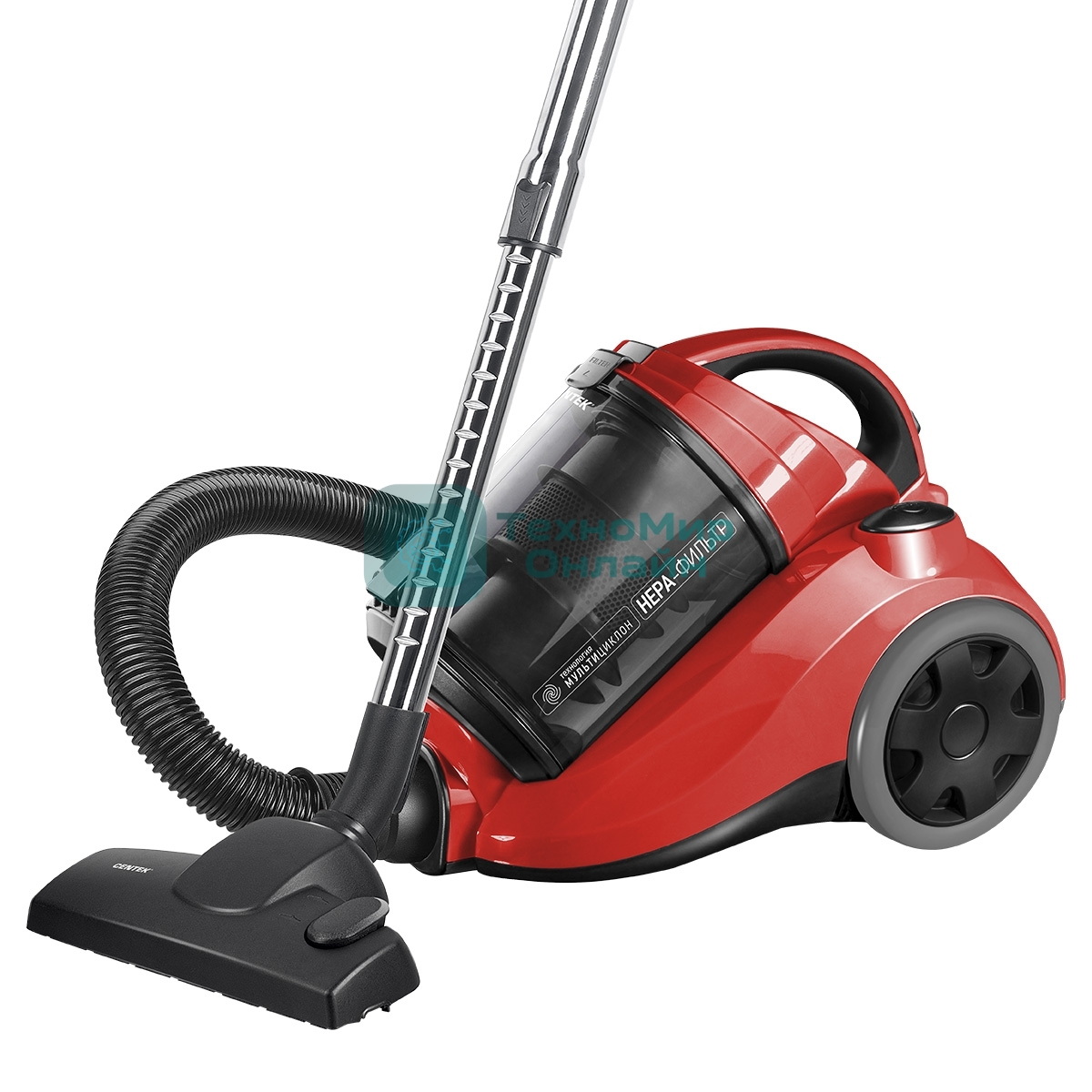 Пылесос Centek CT-2530 красный/черный, 400/2300 Вт, уборка сухая, пылесборник контейнер 2 л